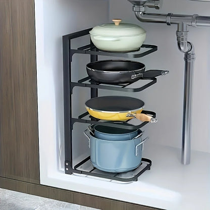 Adjustable Pot Rack Stainless Steel Multi Layer Organizer
