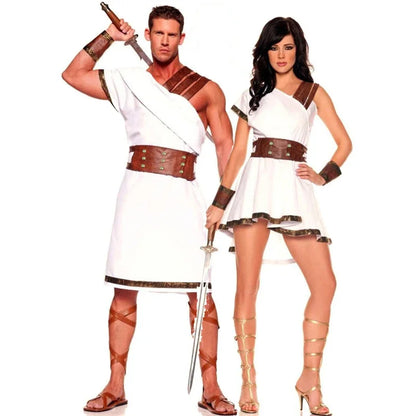 Romeinse gladiator- en Griekse-mythologie-koppelkostuumset voor Halloween, Egyptische krijger, carnavals- en verkleedfeest 2026