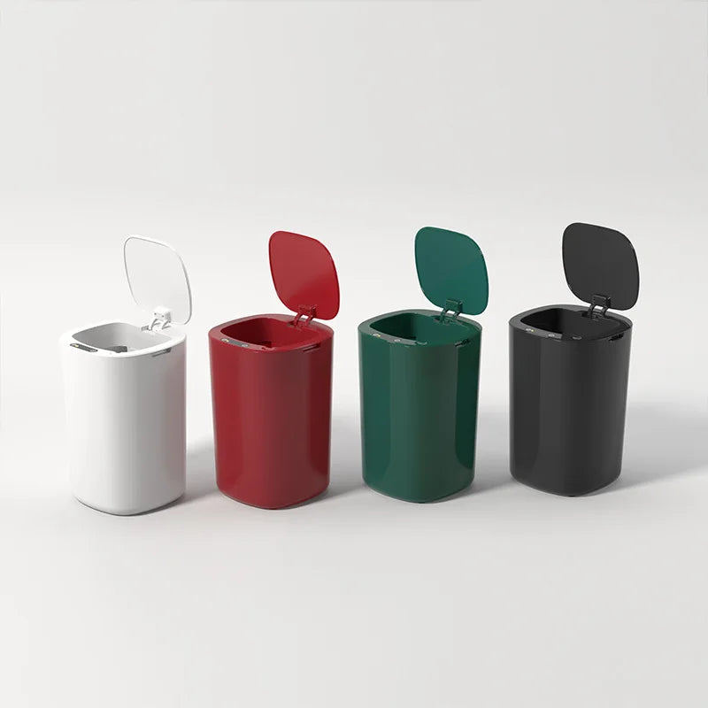 Smart Sensor Trash Bin With Flip Lid For Home Touchless