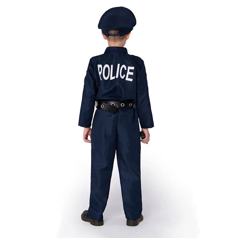 Kids Police Officer Cosplay Costume Accessories Set with Walkie-Talkie Whistle and Handcuffs Halloween 2026