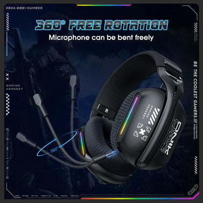 Wireless Gaming Headset Tri Mode Bluetooth Wired Immersive