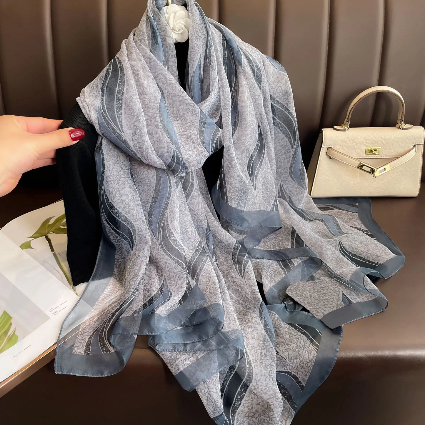 Lightweight Flowy Women’s Silk Scarf - Long Sheer Wrap