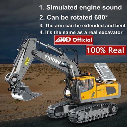 Remote Control Excavator Toy 4x4 Durable Alloy Construction Vehicle TikTok Viral Fall 2025 Kids Gift