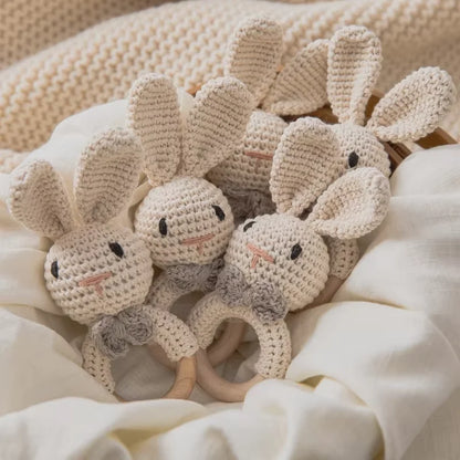 Baby Crochet Rattle Bunny Teether Newborn Sensory Toys