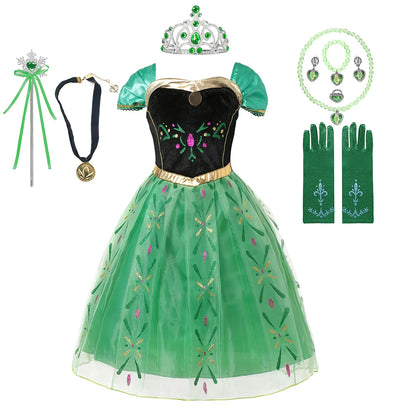 Anna Frozen-prinsessenjurk voor kinderen en meisjes, verjaardagsfeest-, carnavals- en Halloween-kostuum, vestidos 2026