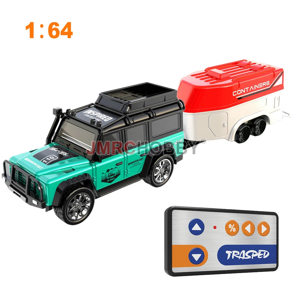 Alloy RC Car with Trailer - 2.4GHz Remote Control Mini Vehicle for Kids & Adults