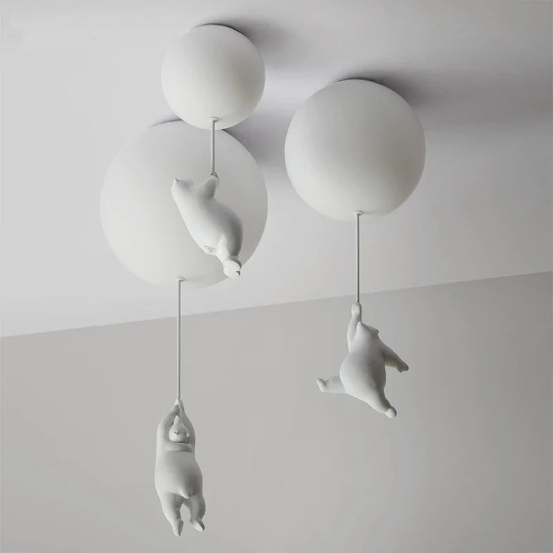 LED loftlampe varm tegneserie bjørn design børneværelse loftlampe efterår 2025 hyggelig natlampe dekoration