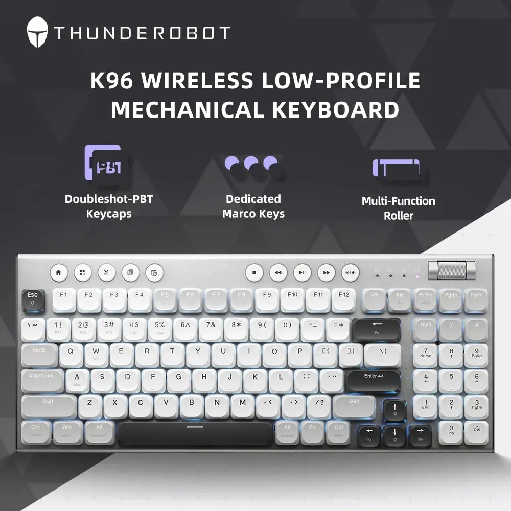Teclado mecánico inalámbrico de perfil bajo 98 teclas PBT