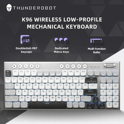 Teclado mecánico inalámbrico de perfil bajo 98 teclas PBT