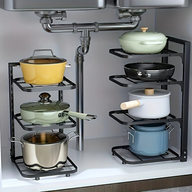 Adjustable Pot Rack Stainless Steel Multi Layer Organizer