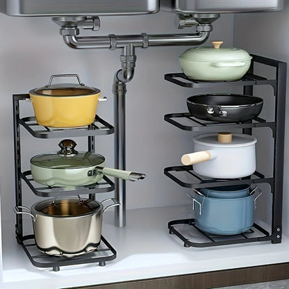 Adjustable Pot Rack Stainless Steel Multi Layer Organizer