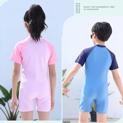 Quick-dry durable kids' one-piece swimsuit - cartoon print, polyester, for swimming