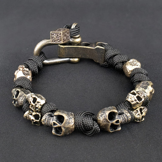 Skull Paracord Bracelet Gothic Wristband Halloween 2026 Gift Idea Adjustable Braided Jewelry