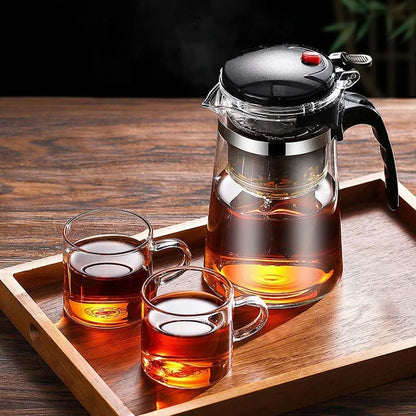 Heat Resistant Glass Teapot With One Click Filter Tea Maker