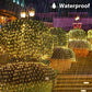 Solar-Powered LED Net Curtain Lights - 8 Modes Waterproof String Fairy Lights for Holiday Decorations, Christmas, Weddings & Outdoor Events