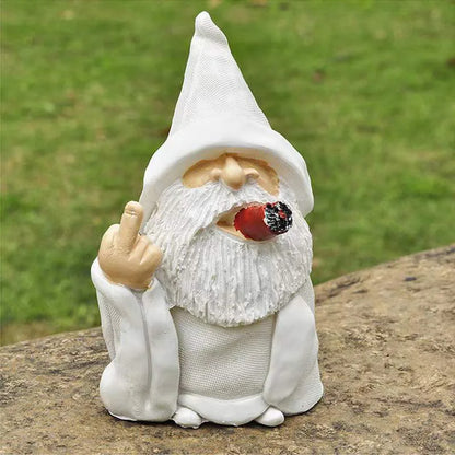 Statua gnomo da giardino in resina figura provocatoria con dito medio decorazione esterna virale TikTok regalo autunno 2026