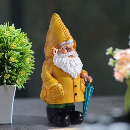 Statua Gnomo da Giardino con Ombrello Giallo Decorazione Prato Esterna Ornamento da Cortile in Resina Resistente alle Intemperie Autunno 2026