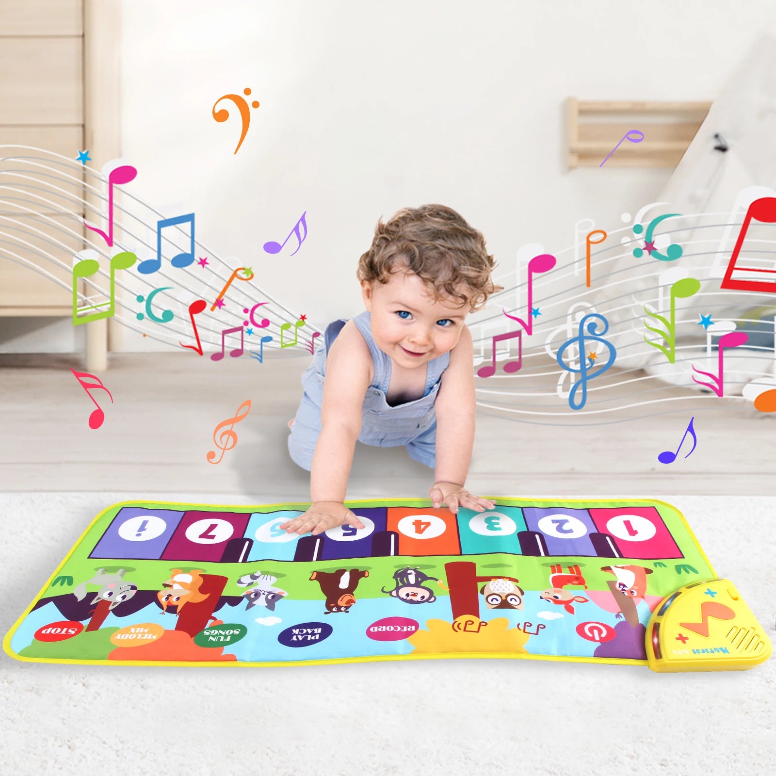 Multifunctional Musical Dance Mat for Toddlers - Interactive Piano Keyboard with Animal Sounds, Educational Gift for Kids, Portable Fun!