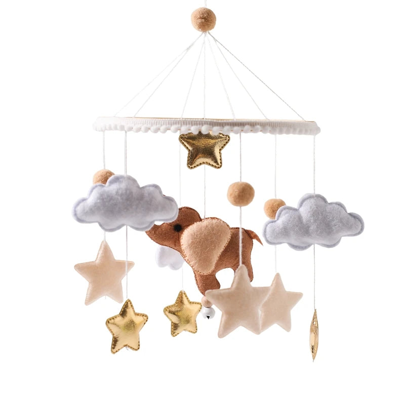 Wooden Felt Animal Crib Mobile With Soothing Calming Music