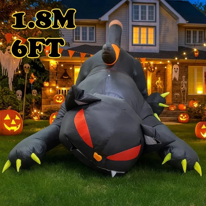Opblaasbare zwarte kat van 7-Foot met Halloween-LED voor buiten, feest- en tuindecoratie 2026