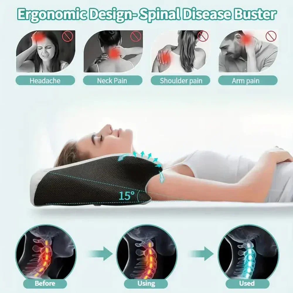 Memory Foam Cervical Neck Pillow Orthopedic Slow Rebound Support for Sleep & Relaxation