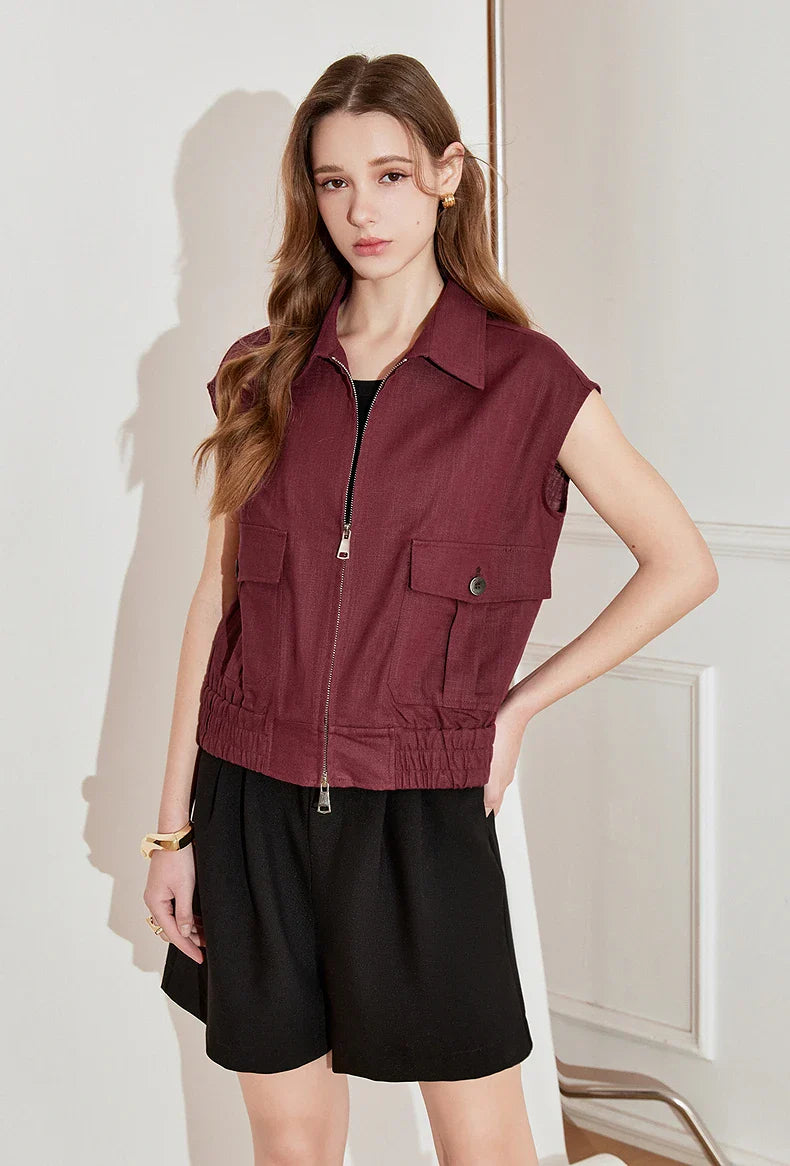 Lightweight Women's Sleeveless Jacket - Linen Cotton, Spring