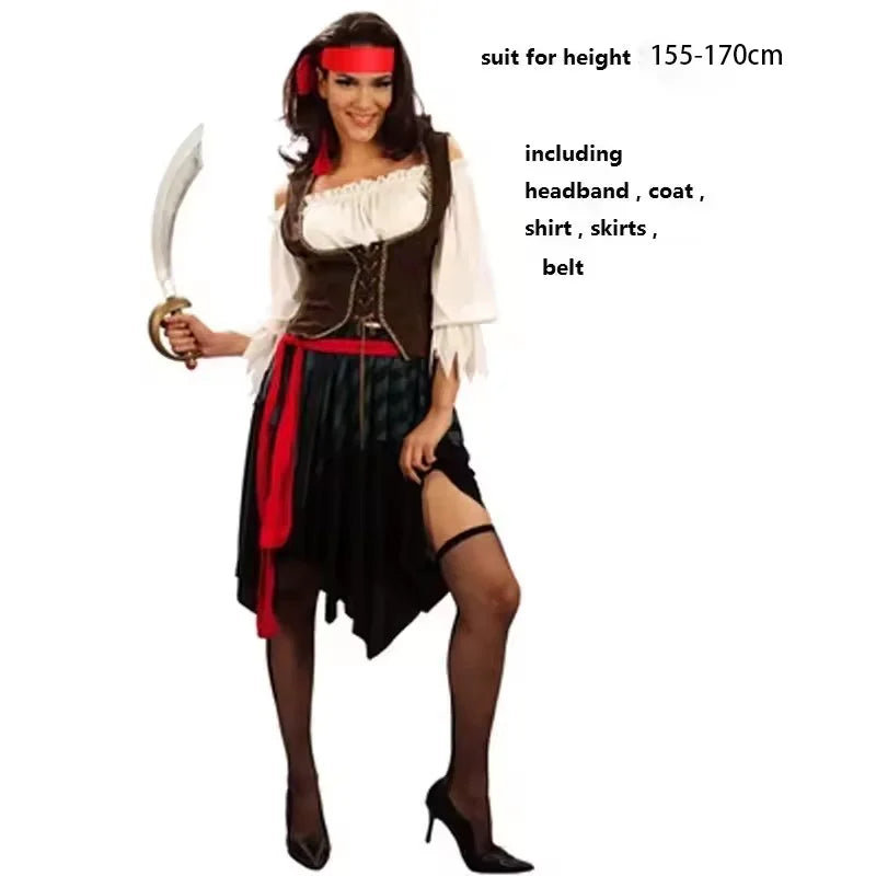 Pirates of the Caribbean Jack Sparrow Cosplay Costume Set for Men Women Halloween Carnival 2026