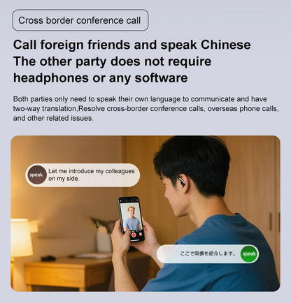 AI Translation Earbuds With Noise Canceling Ear Hook Sports