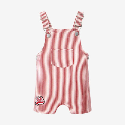 Soft Unisex Kids' Clothing - Patchwork Pinstripe Summer Outfit, Cotton-Polyester, Casual Family Wear