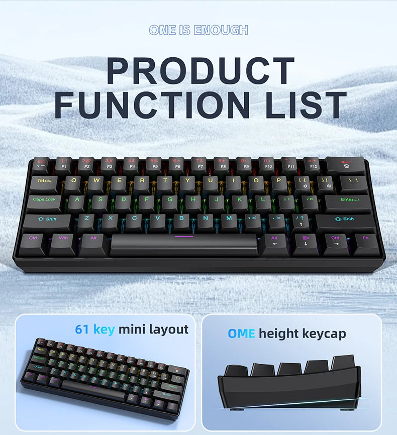 Teclado Mini Mecánico con Cable RGB Portátil 60 Porciento