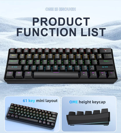 Teclado Mini Mecánico con Cable RGB Portátil 60 Porciento