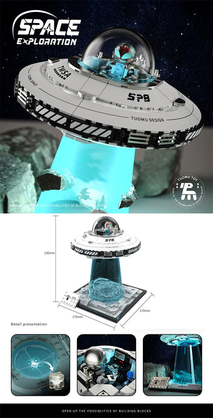 LED Light Up UFO Building Blocks Set 700 Piece Interlocking STEM Toy Summer 2026 Gift Idea