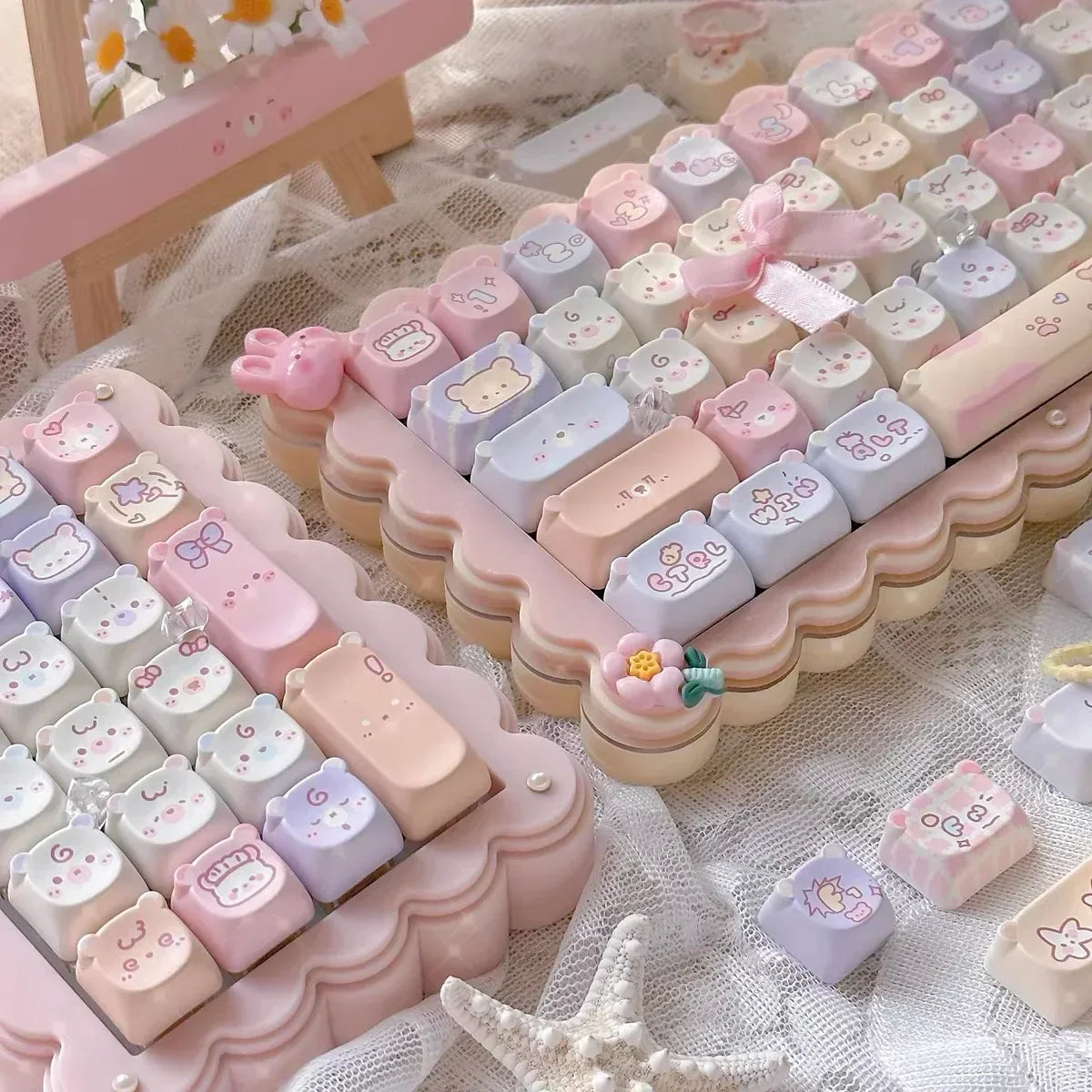 Keycaps PBT Kat Keycap Sæt Alice Layout 2.25U 2.75U Pastel Mekanisk Tastatur TikTok Viral Efterår 2025 Sød Skrivebords Gave