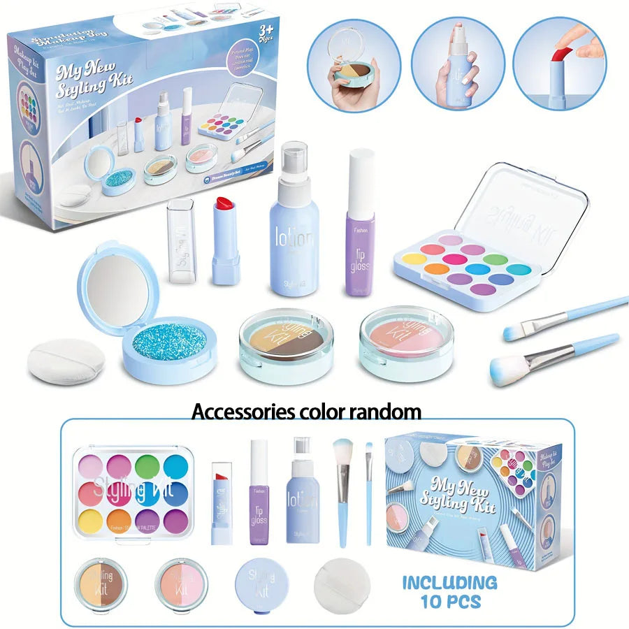 Kids Makeup Kit - Toy Makeup Set For Pretend Play, 10-Piece Non-Toxic, No Liquid, Fall 2025 Gift
