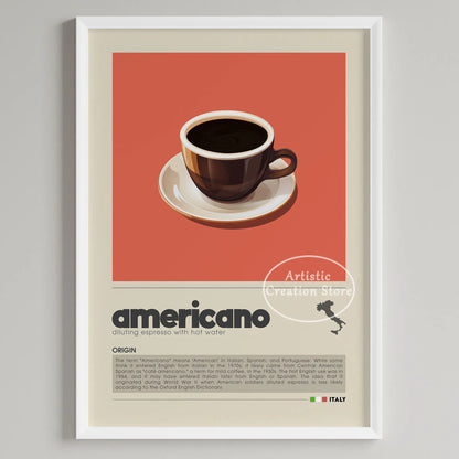 Art mural café six panneaux décoration minimaliste cuisine café