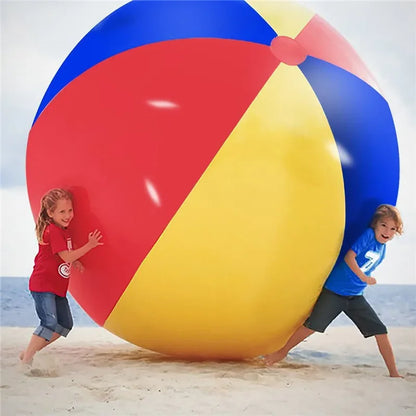 Giant Inflatable Beach Ball, Durable PVC Sports Ball for Outdoor Water Games, 100cm & 200cm, Bright Colors