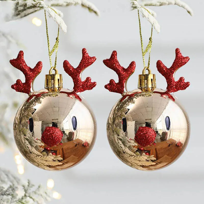 Set of 2 Elk-Themed Christmas Tree Ornaments - Festive Baubles for Home Holiday Decor, 2024 New Year Celebration