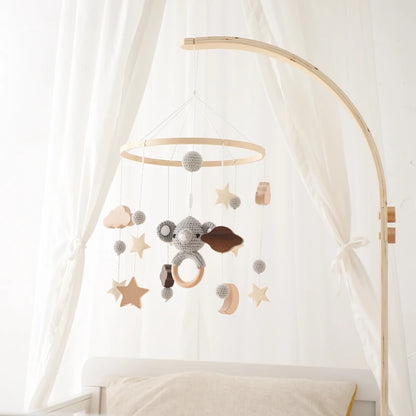 Móvil de cuna de conejo de madera Juguetes sensoriales para recién nacidos Suave