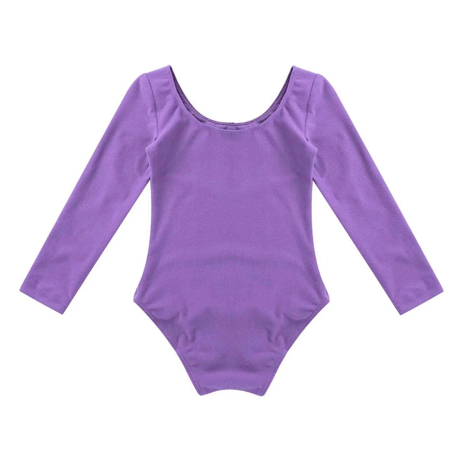 Soft girls' leotards - long sleeve solid color, polyester, for ballet and gymnastics training