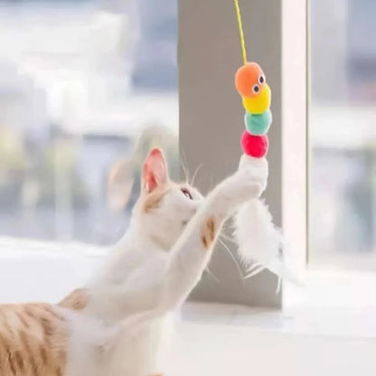 Pet Cat Toys Funny Stick Kitten Elastic Rope Dragonfly Feather Bell Swing