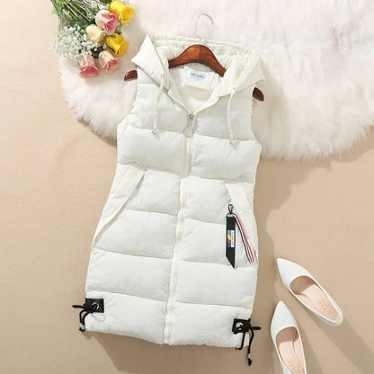 Warm Cozy Women’s Puffer Vest – Long Quilted, Cotton Shell