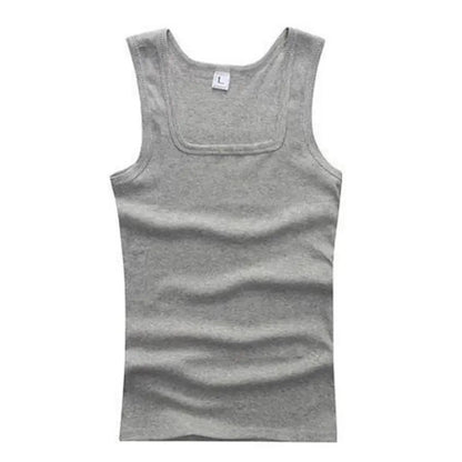 Breathable men's cotton tank top – slash neck, casual fit, solid, summer knit vest