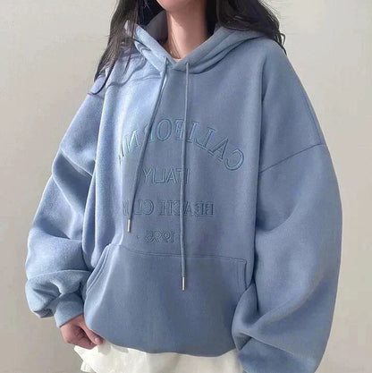 Oversized koselig hettegenser til dame - senkede skuldre, fleece