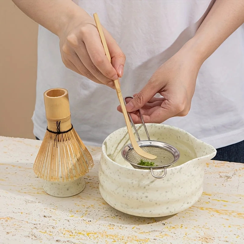 Matcha Set Gespot Groen Keramiek 5-delig Japans Thee Geschenk