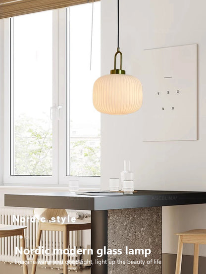 Japandi glaspendellampa japansk nordisk hänglampa varm