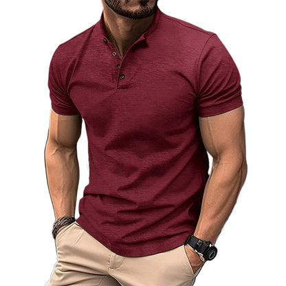 Summer Lightweight Lapel Polo Shirt for Men - Short Sleeve Cotton Breathable Slim Fit T-shirt