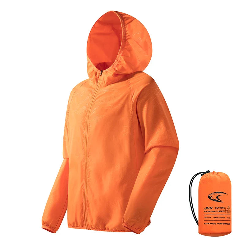 Chaqueta impermeable para hombre para senderismo - con capucha, de secado rápido, poliéster