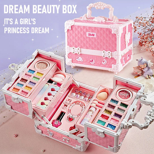Kit de Maquillaje para Niños 49 Piezas Estuche Cosmético Lavable, Set de Spa para Niñas, Regalo de Cumpleaños, Regreso a Clases 2025