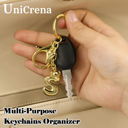 Personlig nøglering guld boblebogstav taskevedhæng gave