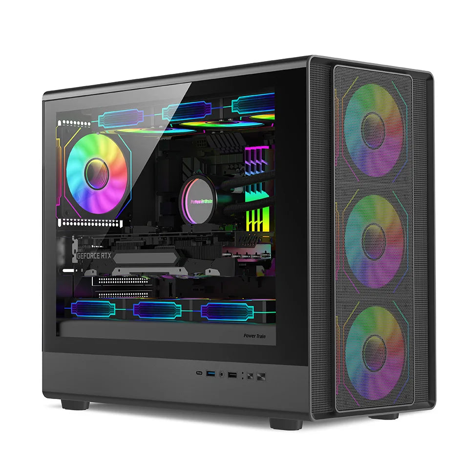 Boîtier PC vertical en verre MicroATX compatible avec radiateur 360mm